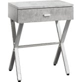 24" Accent Table or Nightstand in Grey Cement & Chrome